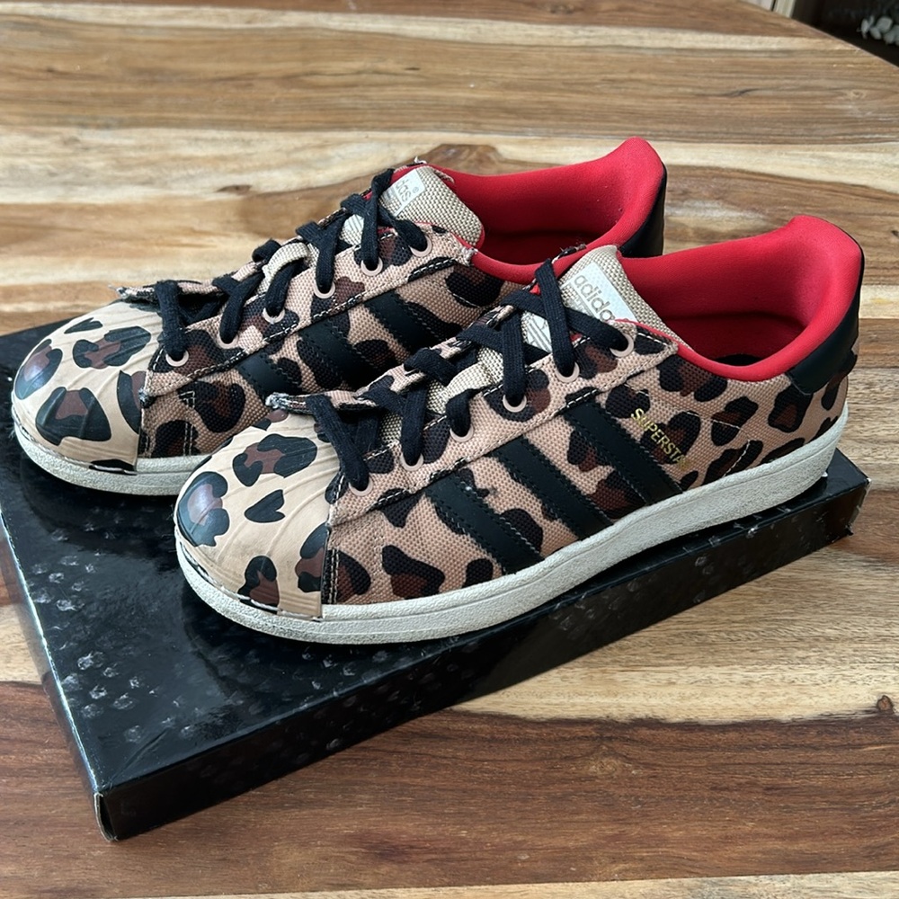 Adidas Original Superstar Shell Toe Low Top Leopard Cheetah Brown